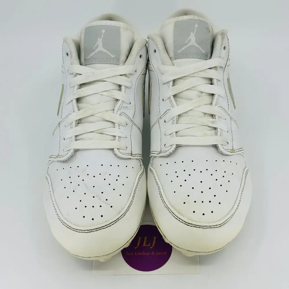 Nike Air Jordan 1 Low TD Football Cleat 'White Grey Fog' FJ6245-101 Men's Size 8